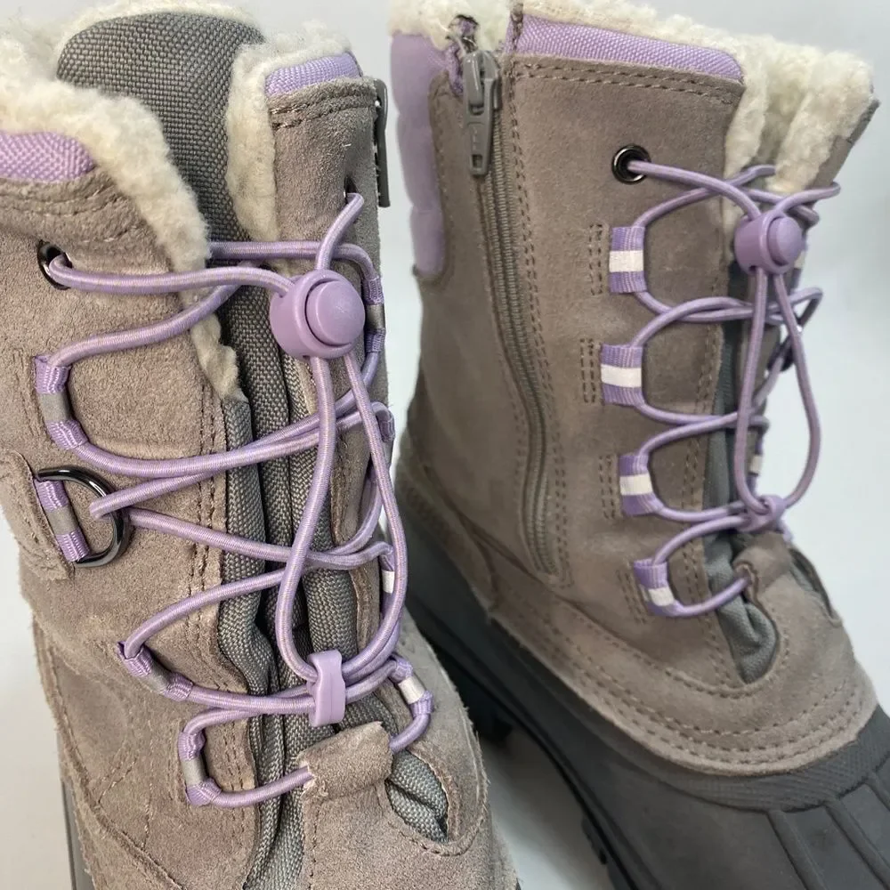 Lands End Youth 6M Winter Snow Boots Gray Purple Insulated All Weather Waterprof
